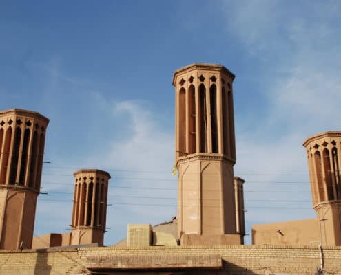 Vindtårne i ørkenbyen Yazd