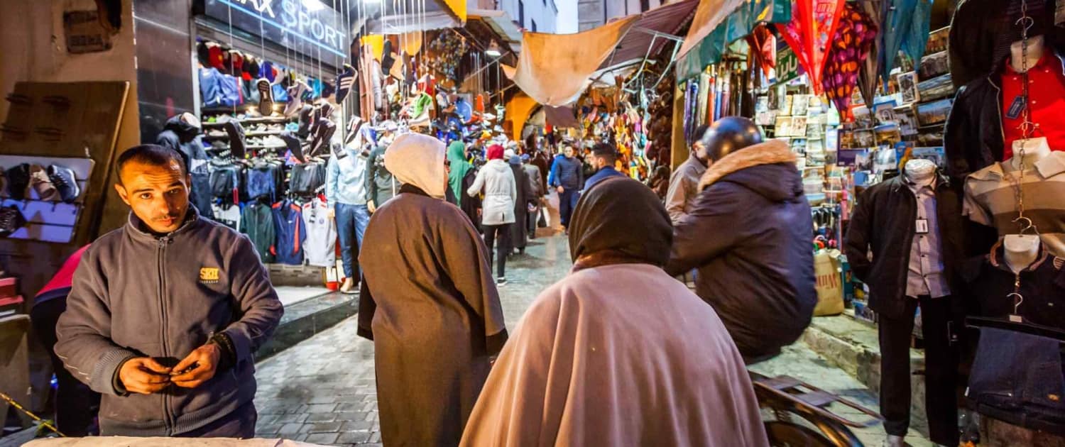 Aftenmarked i Fez i Marokko
