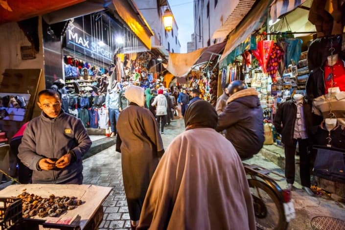 Aftenmarked i Fez i Marokko