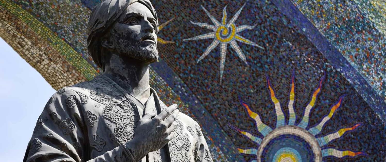 Statue af poeten Rudaki i Dushanbe